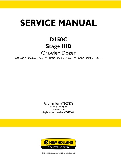 New Holland D150C Stage IIIB Crawler Dozer Service Manual