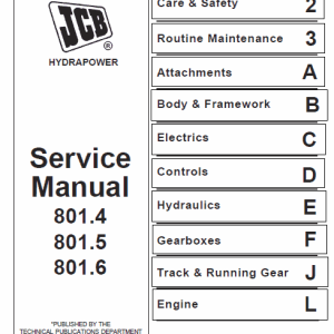 Jcb 801.4 801.5 801.6 Mini Excavator Service Manual