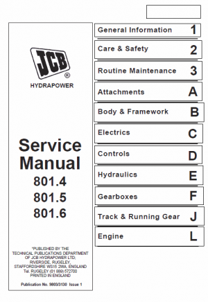 Jcb 801.4 801.5 801.6 Mini Excavator Service Manual