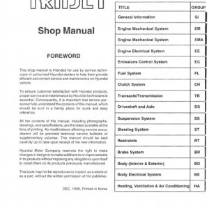 1999-2004 Hyundai Trajet Service Manual
