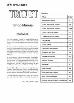 1999-2004 Hyundai Trajet Service Manual