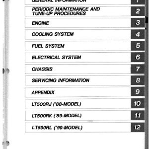 1987-1990 Suzuki LT500R QuadZilla Atv Service Manual