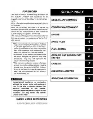 2002-2007 Suzuki Lt-a500f Atv Service Manual