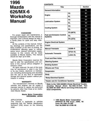 1996 Mazda 626/MX-6 Service Manual