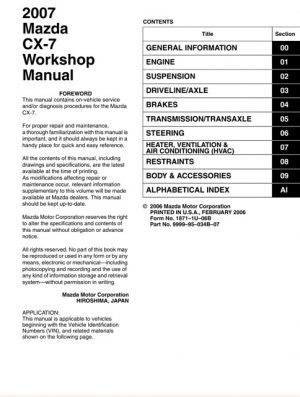 2007 Mazda Cx-7 Service Repair Manual