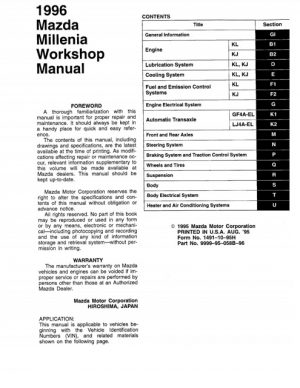 1996 Mazda Millenia Workshop Service Manual