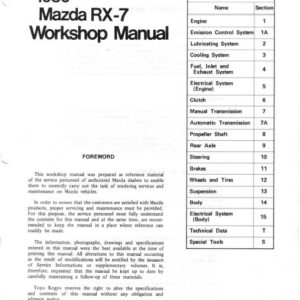 1980 Mazda Rx7 Rx-7 Workshop Service Manual