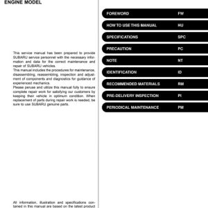 2001 Subaru Legacy Outback Service Manual