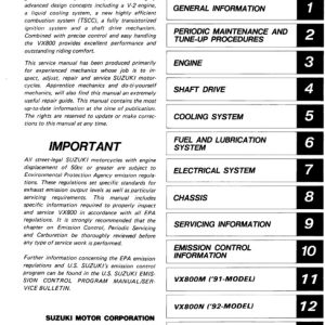 1990-1993 Suzuki Vz800 Service Repair Manual