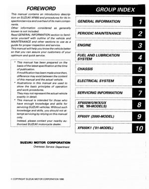 1996-2001 Suzuki XF650 Freewind Service Manual