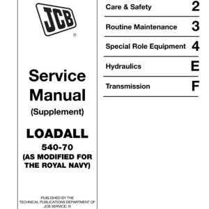Jcb Loadall 540-70 Royal Navy Telescopic Handler Service Manual
