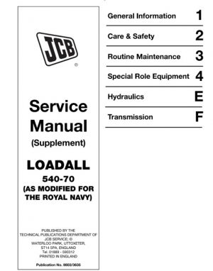 Jcb Loadall 540-70 Royal Navy Telescopic Handler Service Manual