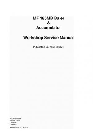 Massey Ferguson Mf 185Mb Baler & Accumulator Service Manual