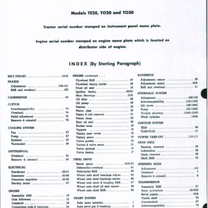 Massey Ferguson Te20 To20 To30 Tractor Shop Manual