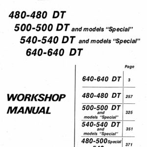 Fiat Trattori 480 480dt 500 500dt 540 540dt 640 640dt & Special Tractor Service Manual