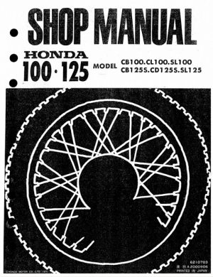 1971 Honda Cb100, Cl100, Sl100, Cb125s ,Cd125s, Sl125 Service Manual