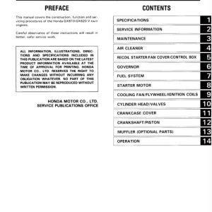 Honda GX610 K1, GX620 K1 Engine Service Manual