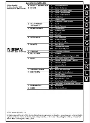 2001-2012 Nissan Urvan E25 Service Manual