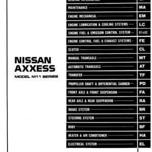 1990 Nissan Axxess M11 Series Service Manual
