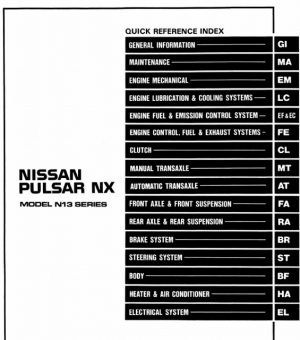 1989 Nissan Pulsar Nx N13 Series Service Manual