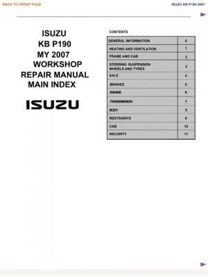 2007 ISUZU KB P190 Workshop Service Manual