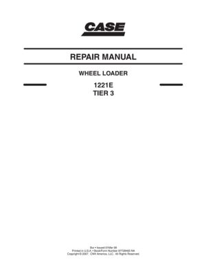 Case 1221E Tier 3 Wheel Loader Service Manual