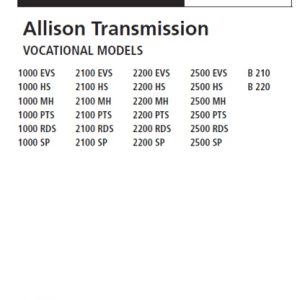 Allison 1000, 2000 Transmission Service Manual