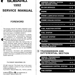 1992 Subaru Legacy Ej22 Service Manual