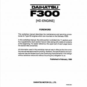 1987-1992 Daihatsu F300 (feroza, Rocky) Service Manual
