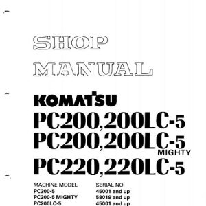 Komatsu Pc200-5,Pc200lc-5,Pc220lc-5 Hydraulic Excavator Shop Manual