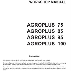 Deutz Fahr Agroplus 75 ,85 ,95 ,100 Tractor Service Manual