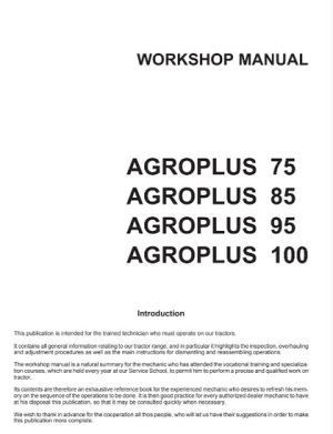 Deutz Fahr Agroplus 75 ,85 ,95 ,100 Tractor Service Manual