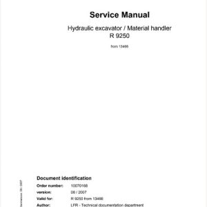 Liebherr R9250 Hydraulic Excavator Service Manual
