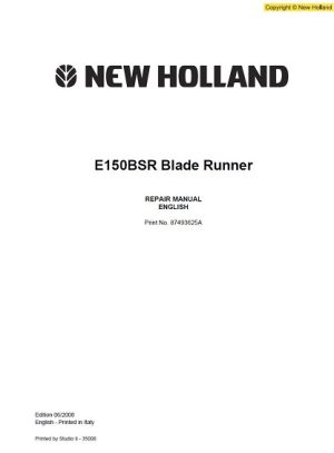 New Holland E150BSR Blade Runner Excavator Service Manual