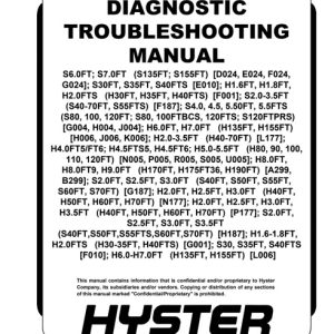 Hyster F010 (S30FT, S35FT, S40FTS) Forklift Service Manual