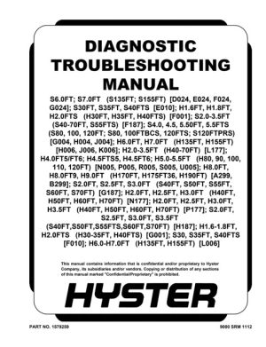 Hyster F010 (S30FT, S35FT, S40FTS) Forklift Service Manual