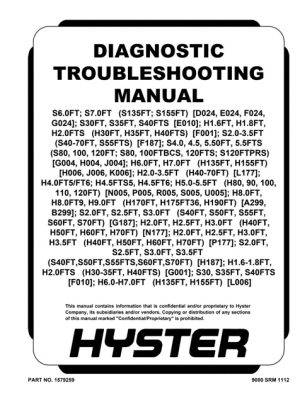 Hyster G001 (H30-35FT, H40FTS) Internal Combustion Engine Trucks Service Manual