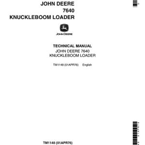 John Deere 7640 Knuckleboom Loader Service Manual