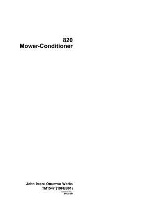 John Deere 820 Mower Conditioner Service Manual