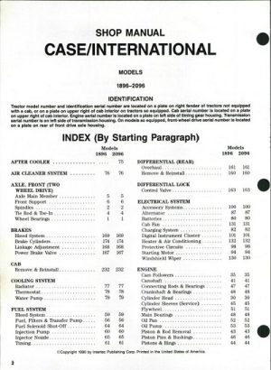 Case IH 1896 and 2096 Tractor Shop Manual