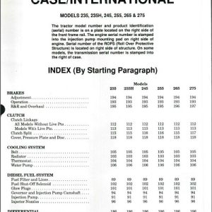 Case Ih 235, 245 ,255 ,265, 275 Tractor Shop Manual