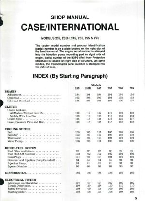 Case Ih 235, 245 ,255 ,265, 275 Tractor Shop Manual