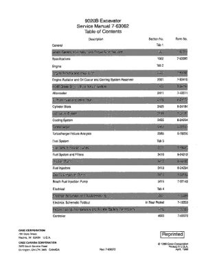 Case 9020B Excavator Repair Service Manual