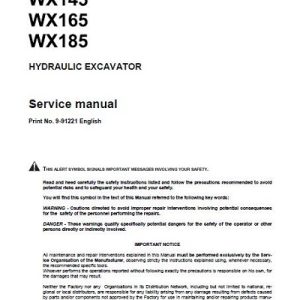 Case WX145, WX165, WX185 Excavators Service Manual