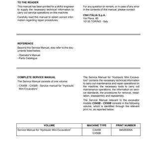 Case CX40B, CX50B Hydraulic Excavator Service Repair Manual