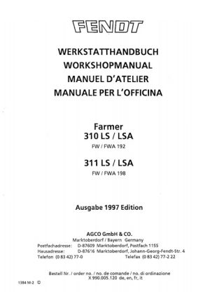 Fendt Farmer 310 ,311 LS LSA Workshop Manual