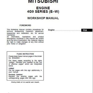 Mitsubishi 4G9 Series Engine Workshop Manual