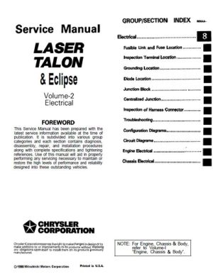 Mitsubishi Eclipse & Laser & Talon 1990-1999 Service Manual