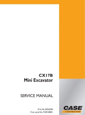 Case CX17B Mini Excavator Service Repair Manual