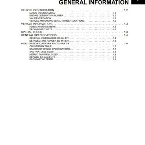 2009 Polaris Ranger 500 4X4 EFI Service Repair Manual